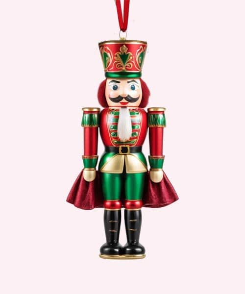 Decorative Nutcracker figure ornament for festive holiday decoration.